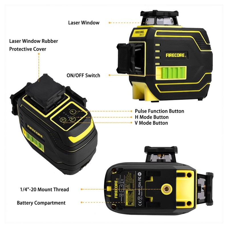 Firecore Linienlaser F94T-XG in Koffer und 3,7m Teleskopstange